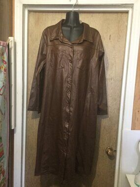 NWT Angela Mara Button front long  Shacket cognac in color size medium 21" p2p
